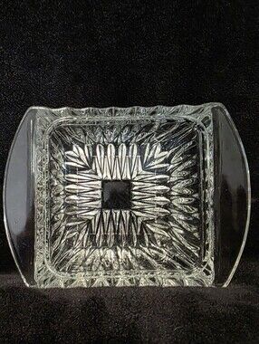 Waterford Crystal Square Dish Brilliant Cut Scalloped Edge 5.5 Inches Vintage